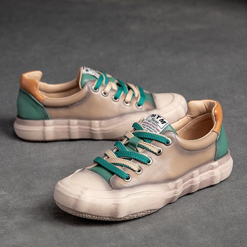 Dames Leren Retro Lente Platte Casual Schoenen