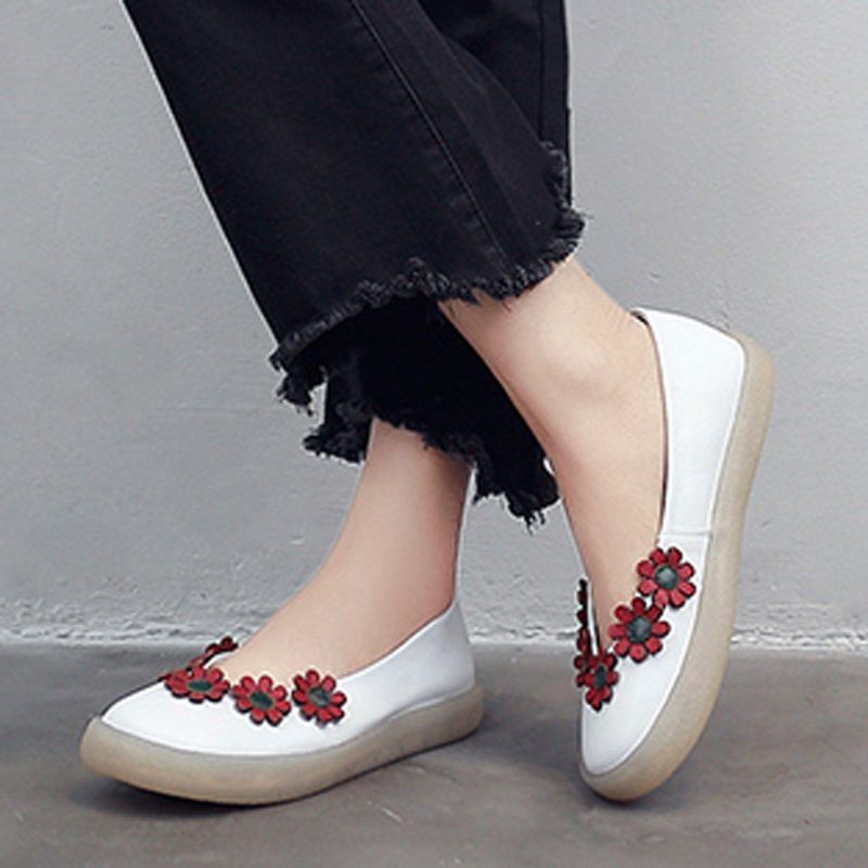 Dames Platte Bloemen Plus Maat 34-43 Slip On Casual Schoenen