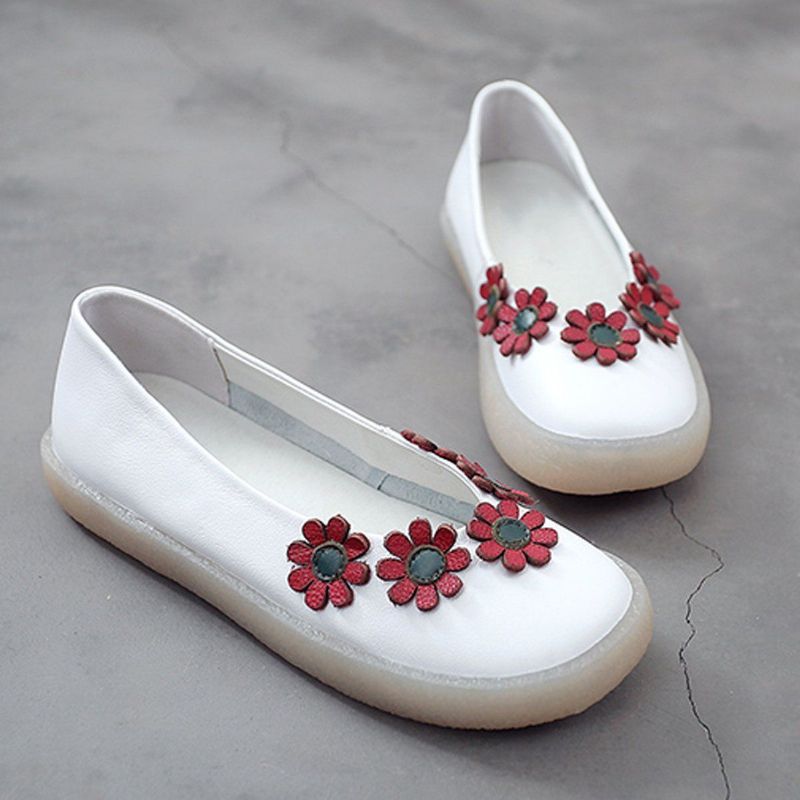 Dames Platte Bloemen Plus Maat 34-43 Slip On Casual Schoenen