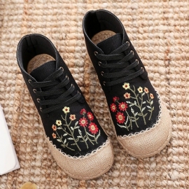 Dames Retro Bloemen Canvas Handgemaakte Casual Schoenen