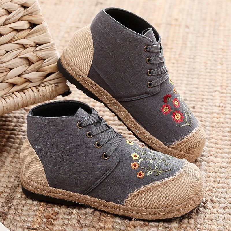 Dames Retro Bloemen Canvas Handgemaakte Casual Schoenen