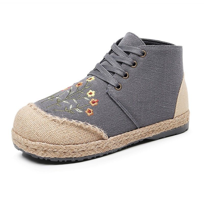 Dames Retro Bloemen Canvas Handgemaakte Casual Schoenen