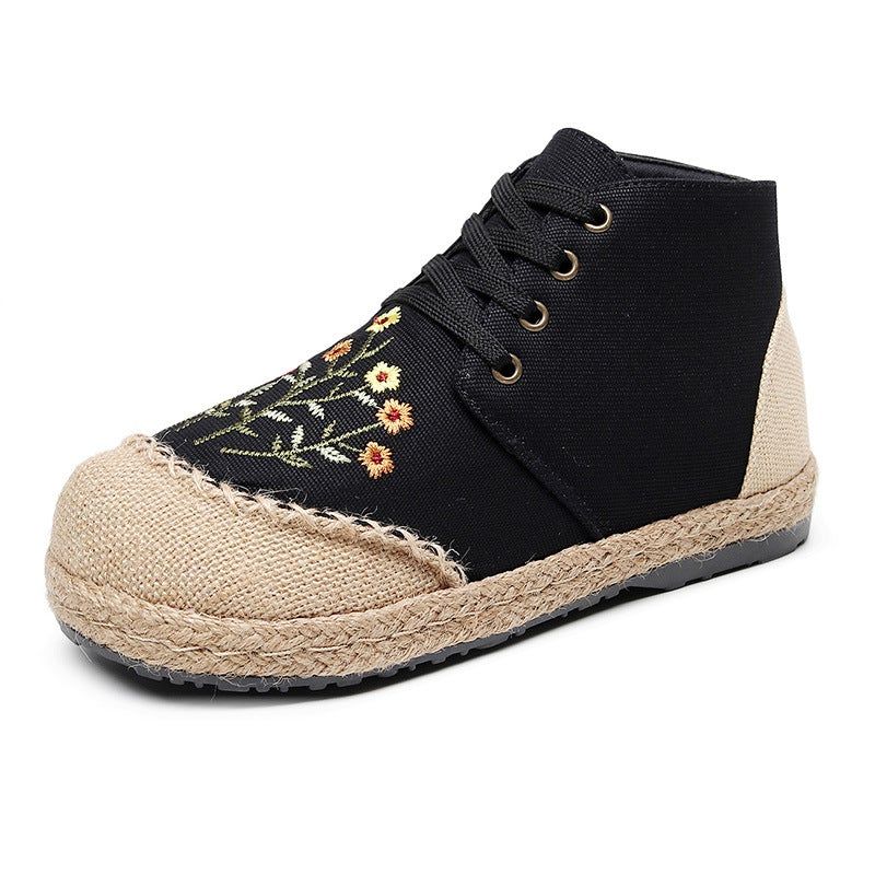 Dames Retro Bloemen Canvas Handgemaakte Casual Schoenen