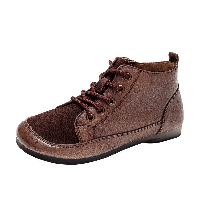 Dames Retro Lente Lederen Rits Casual Schoenen