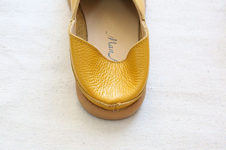 Dames Retro Zacht Lederen Loafers Met Ronde Kop