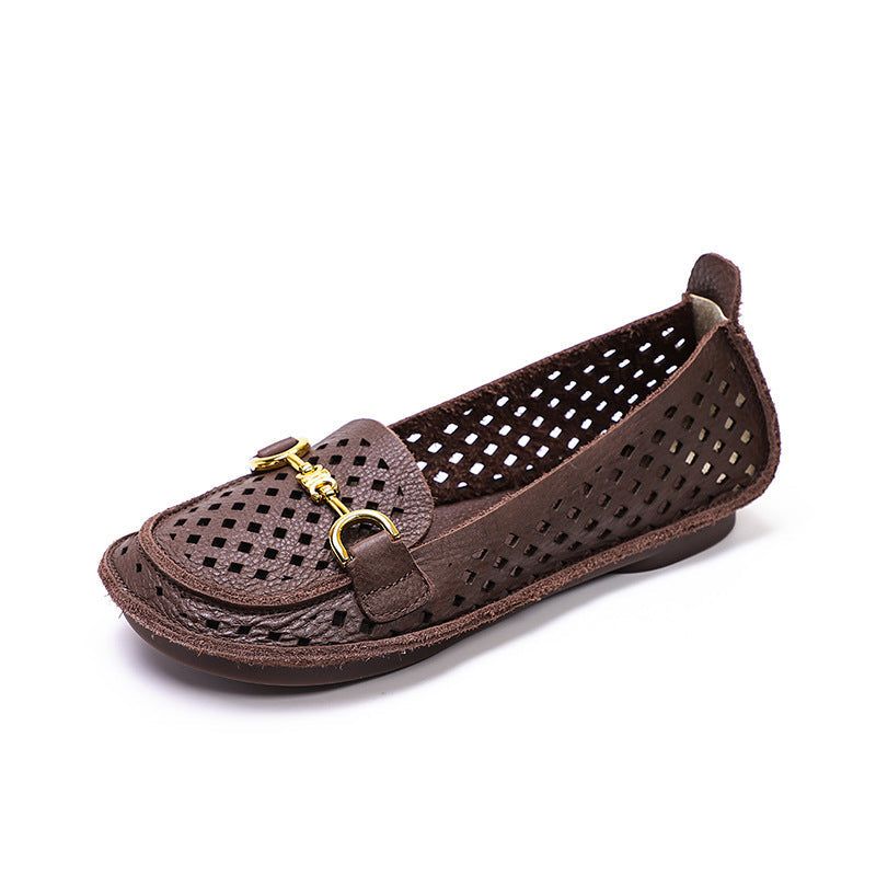 Dames Zomer Soft Hollow Leather Casual Loafers