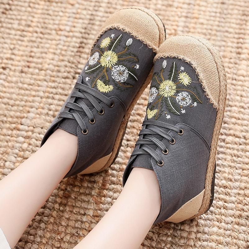 Herfst Katoenen Linnen Veter Bloemen Casual Schoenen