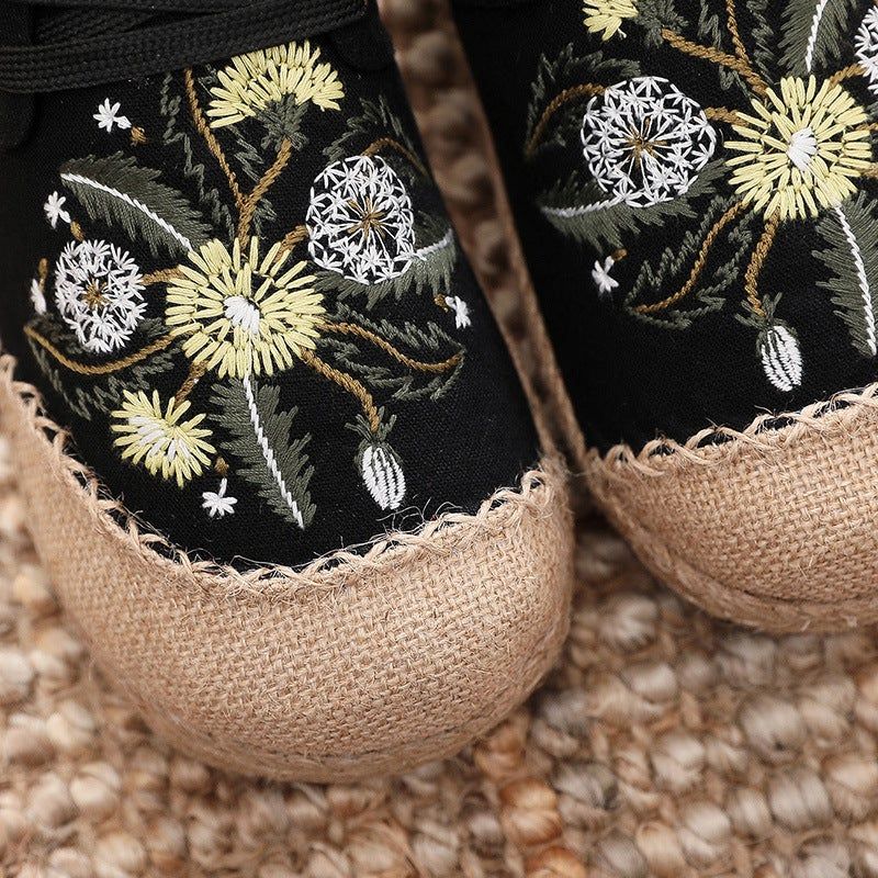 Lente Dames Canvas Retro Bloemen Casual Schoenen