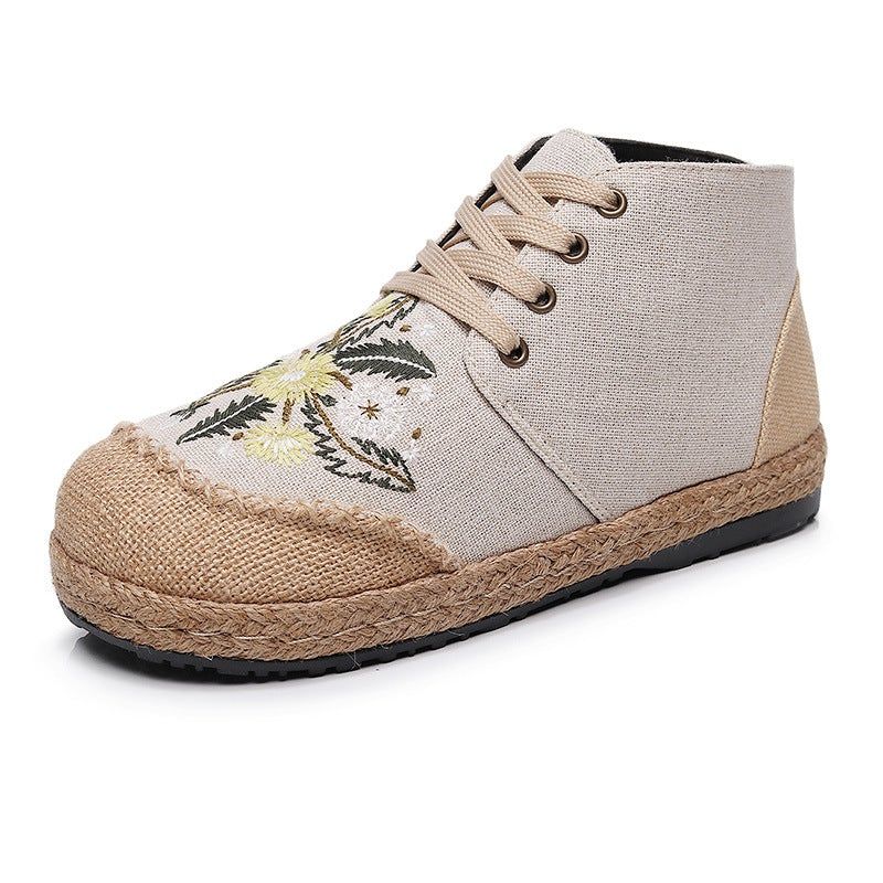 Lente Dames Canvas Retro Bloemen Casual Schoenen