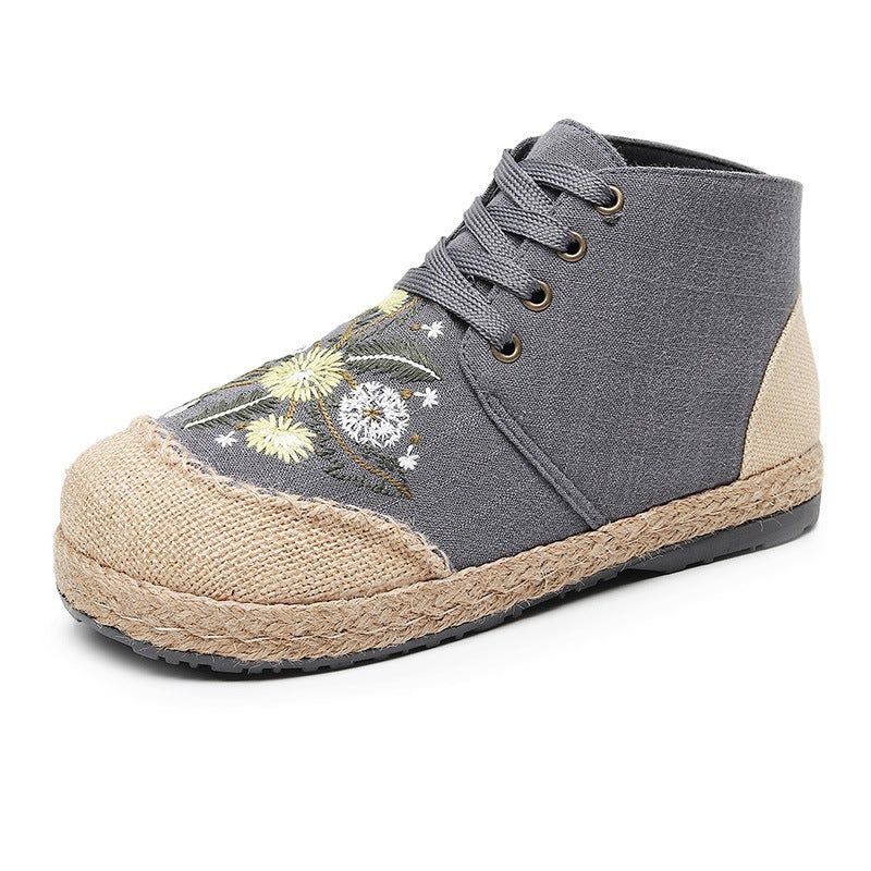 Lente Dames Canvas Retro Bloemen Casual Schoenen