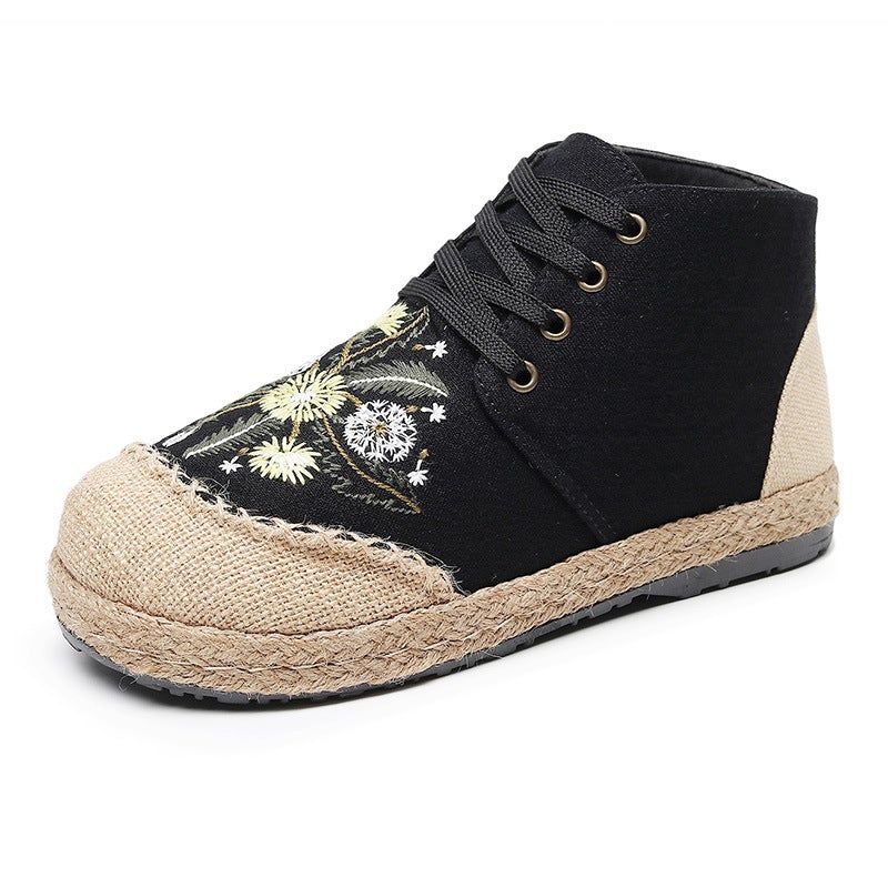 Lente Dames Canvas Retro Bloemen Casual Schoenen