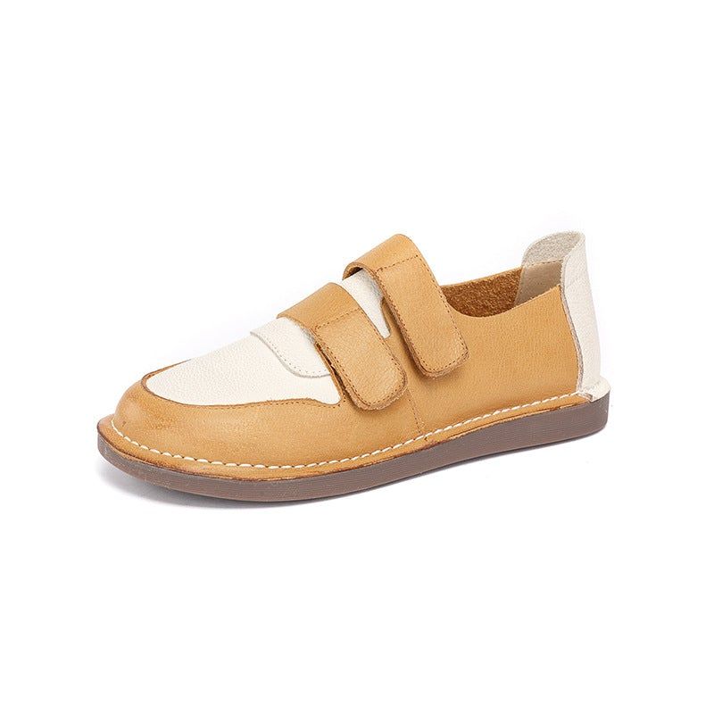 Lente Dames Retro Lederen Velcro Casual Schoenen