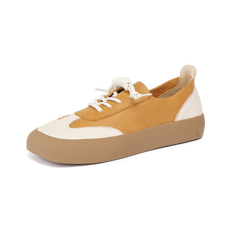 Lente Dames Retro Lederen Veter Casual Schoenen