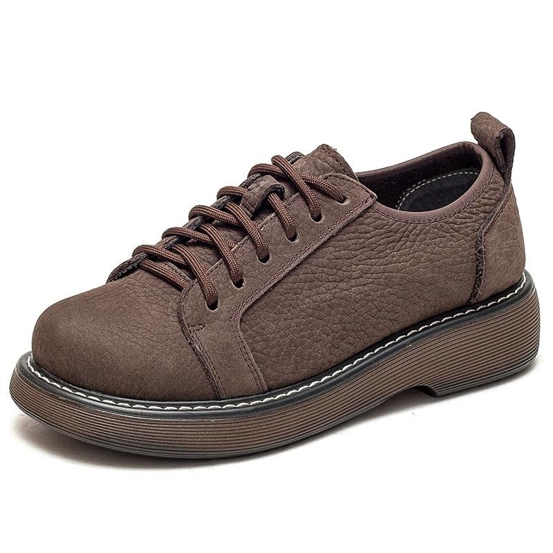 Lente Herfst Retro Zacht Leer Ronde Kop Casual Schoenen