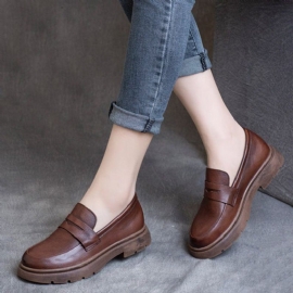 Lente Lederen Britse Ronde Neus Loafers Schoenen