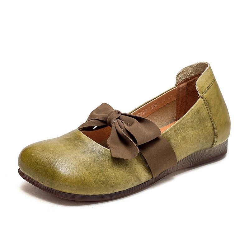 Lente Retro Casual Strik Elegante Leren Loafers