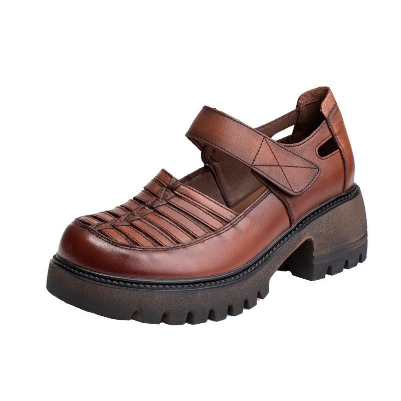 Lente Zomer Hollow Lederen Vintage Casual Schoenen