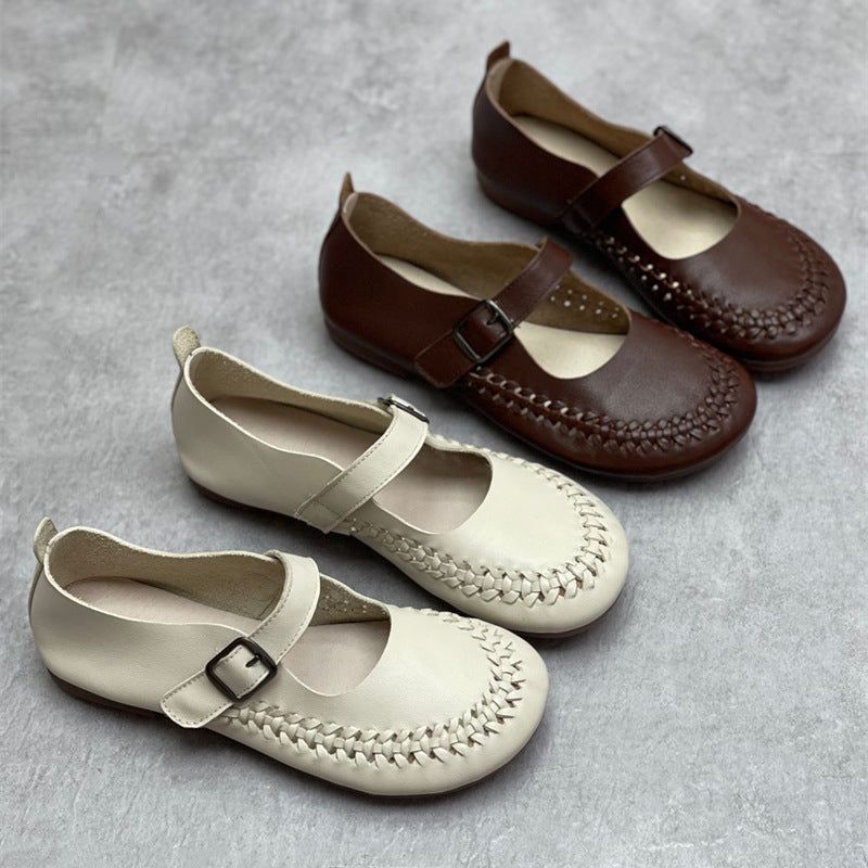 Lente Zomer Retro Klittenband Leren Casual Loafers