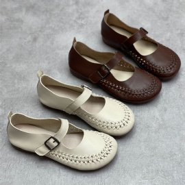 Lente Zomer Retro Klittenband Leren Casual Loafers