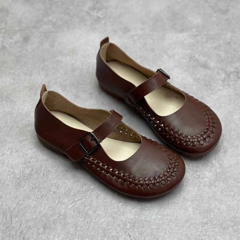 Lente Zomer Retro Klittenband Leren Casual Loafers