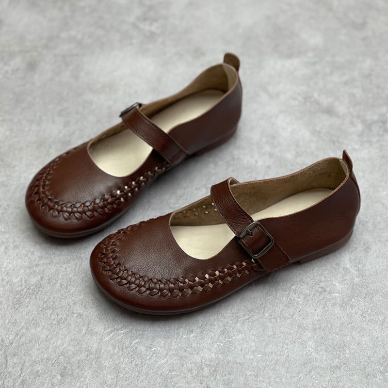 Lente Zomer Retro Klittenband Leren Casual Loafers