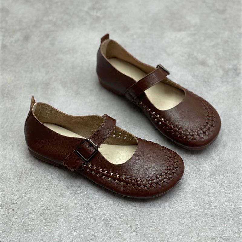 Lente Zomer Retro Klittenband Leren Casual Loafers