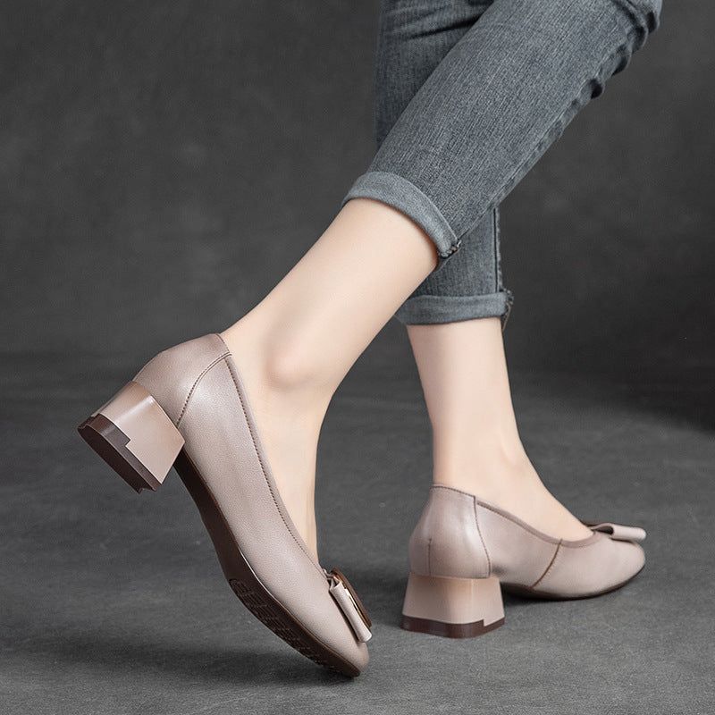 Lente Zomer Retro Leren Wedge Casual Schoenen