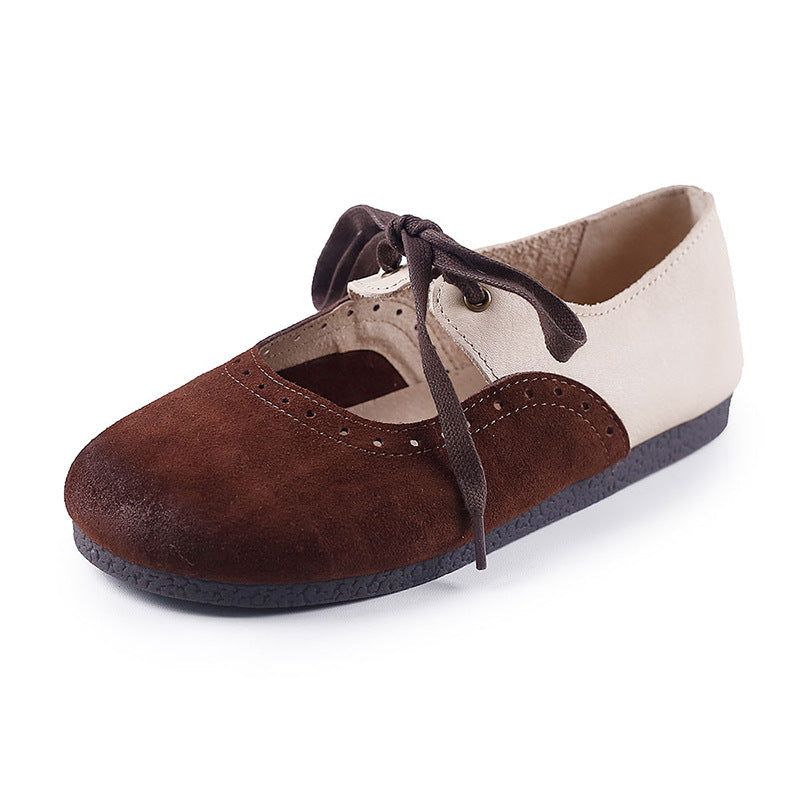 Lente Zomer Vrouwen Retro Lederen Casual Schoenen