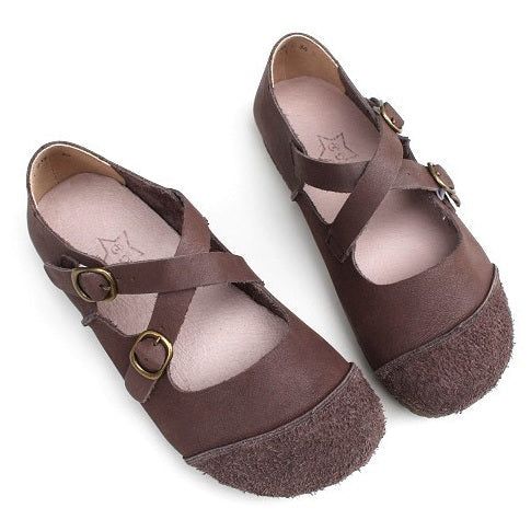 Lente Zomer Vrouwen Retro Lederen Velcro Casual Schoenen Plus Size