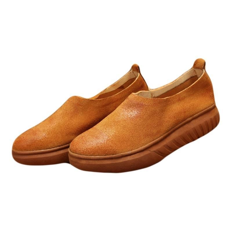 Leren Retro Zachte Bodem Platte Casual Schoenen