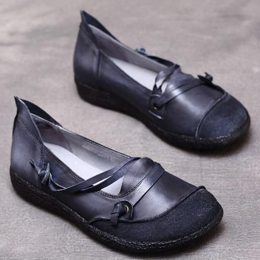 Nationale Stijl Vintage Handgemaakte Koeienhuid Comfortabele Loafers