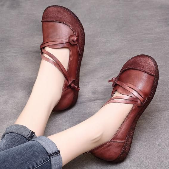 Nationale Stijl Vintage Handgemaakte Koeienhuid Comfortabele Loafers