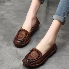 Plus Maat Dames Lente Zomer Retro Leren Loafers