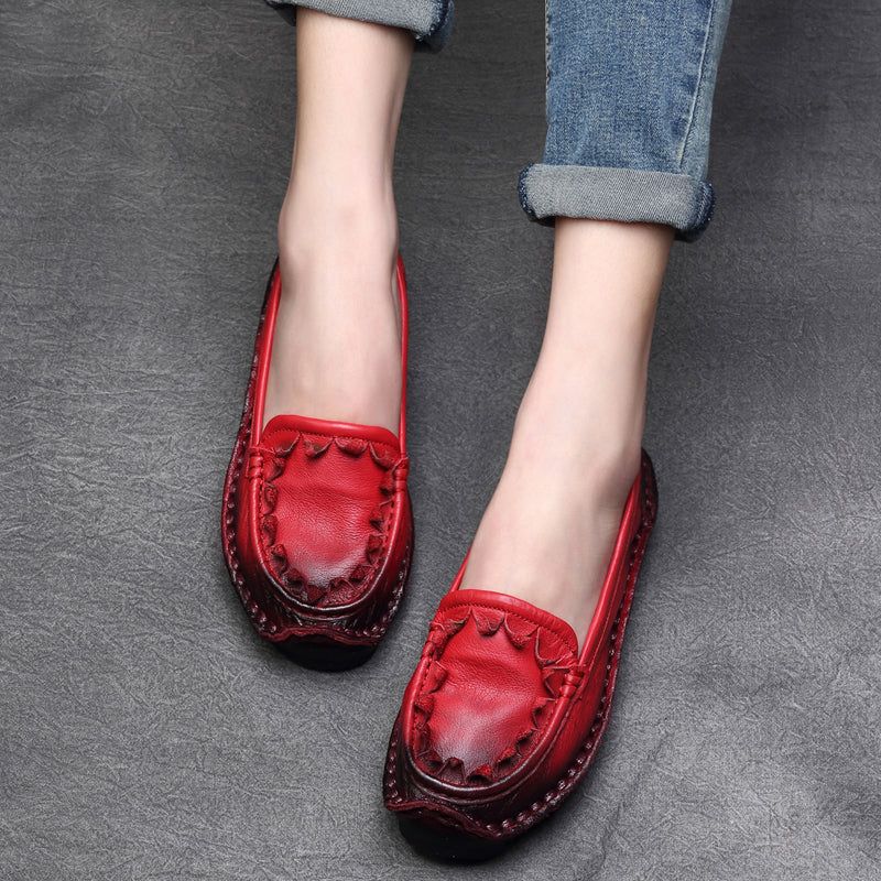 Plus Maat Dames Lente Zomer Retro Leren Loafers