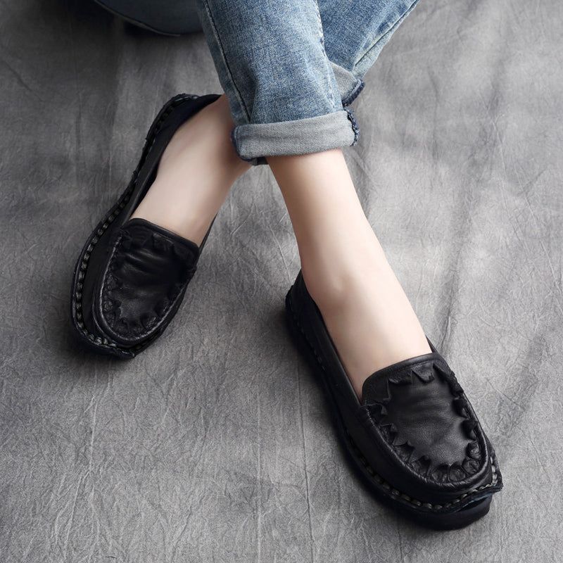 Plus Maat Dames Lente Zomer Retro Leren Loafers