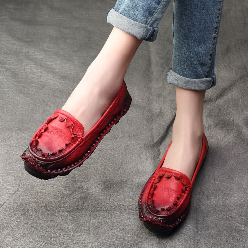 Plus Maat Dames Lente Zomer Retro Leren Loafers