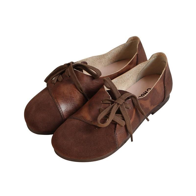 Retro Damesschoenen Leren Lente Casual Schoenen