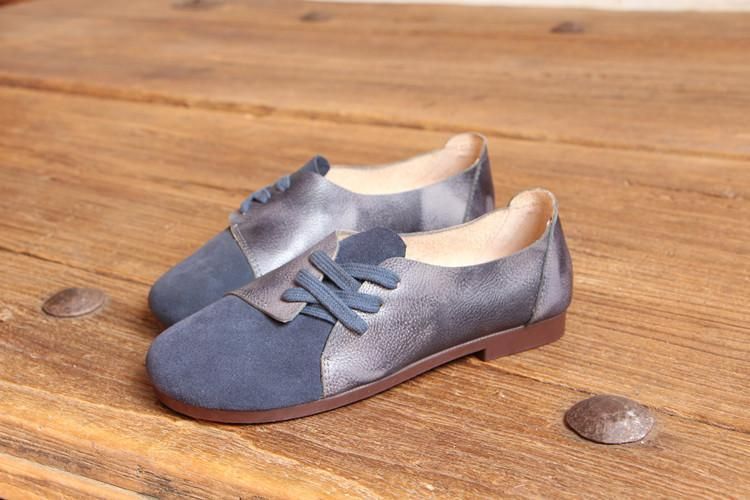 Retro Damesschoenen Leren Lente Casual Schoenen