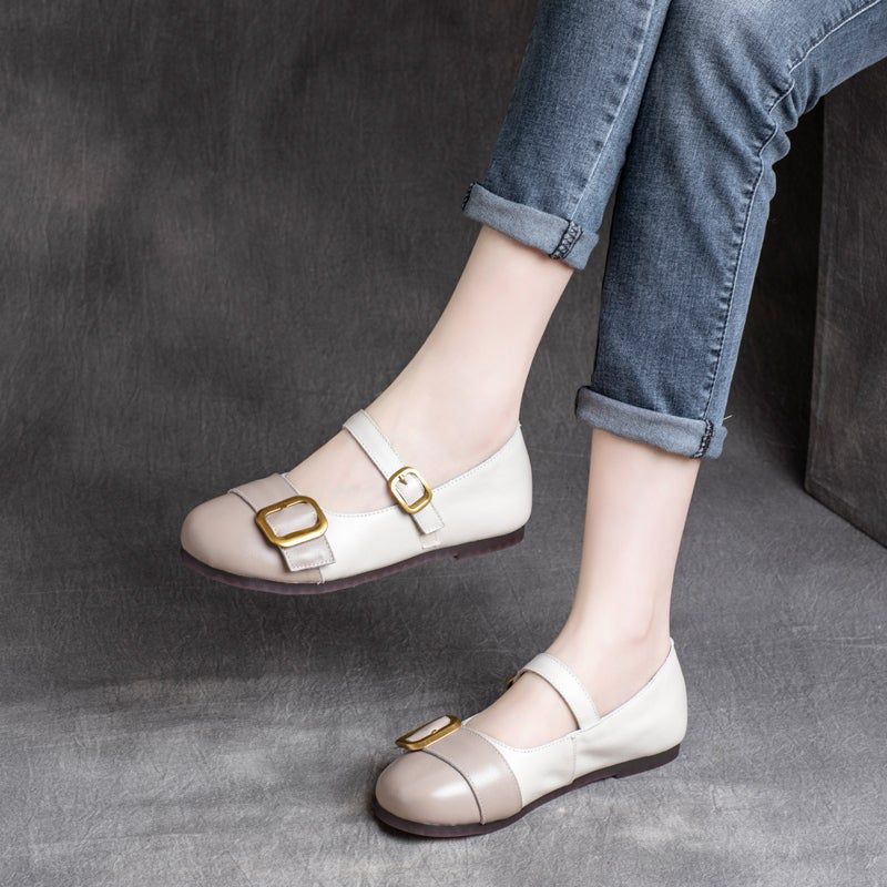 Vrouwen Lente Lederen Vintage Zachte Casual Schoenen