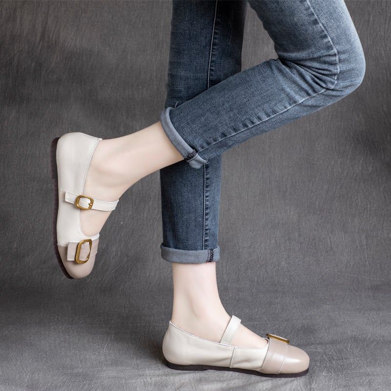 Vrouwen Lente Lederen Vintage Zachte Casual Schoenen