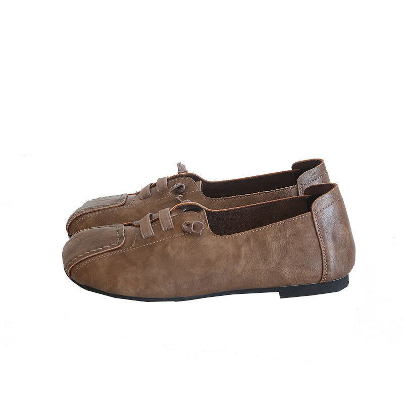 Vrouwen Lente Pu Linnen Platte Retro Casual Schoenen