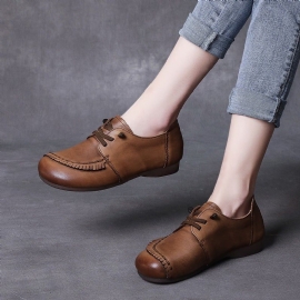 Vrouwen Lente Retro Handgemaakte Lederen Casual Schoenen