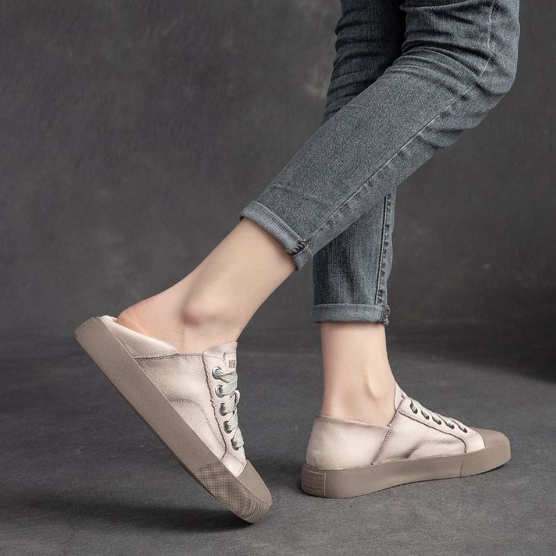 Vrouwen Lente Retro Lederen Handgemaakte Casual Schoenen