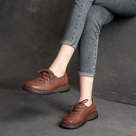 Vrouwen Lente Vintage Lederen Casual Schoenen