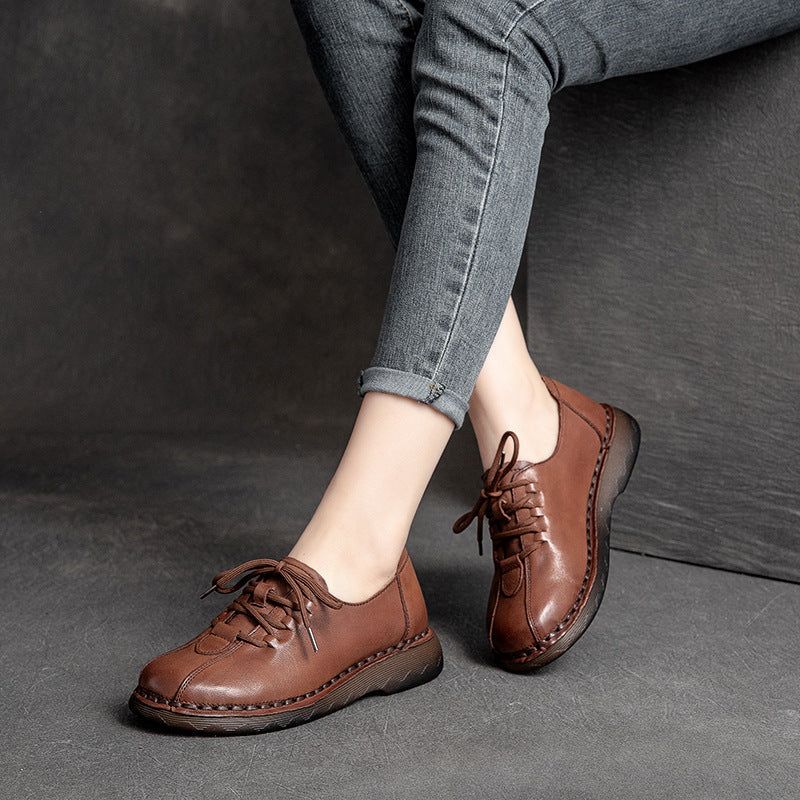 Vrouwen Lente Vintage Lederen Casual Schoenen