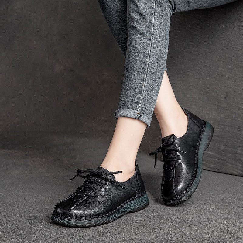 Vrouwen Lente Vintage Lederen Casual Schoenen