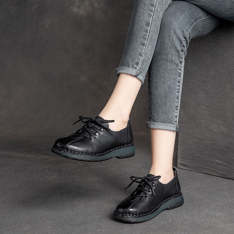 Vrouwen Lente Vintage Lederen Casual Schoenen