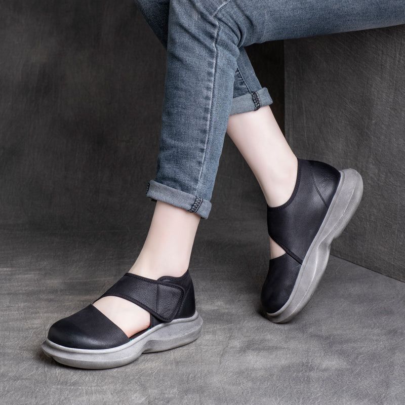 Vrouwen Lente Zomer Klittenband Lederen Casual Schoenen