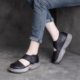 Vrouwen Lente Zomer Klittenband Lederen Casual Schoenen