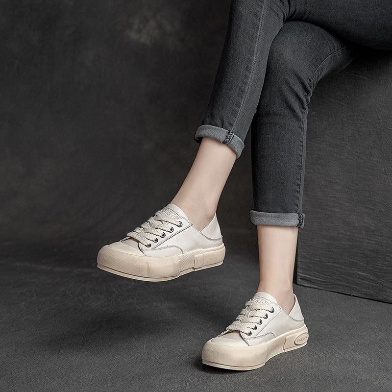 Vrouwen Lente Zomer Koeienhuid Platte Casual Schoenen